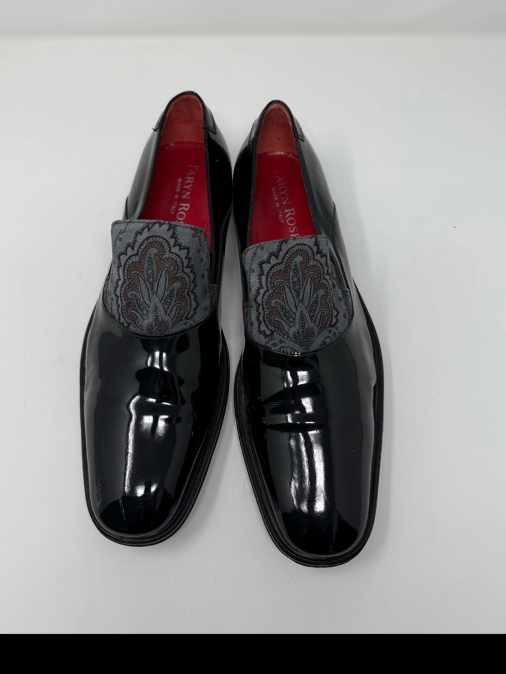Taryn Rose Patent Leather Loafers Paisley Slip On Dress Shoes Black Size US 10